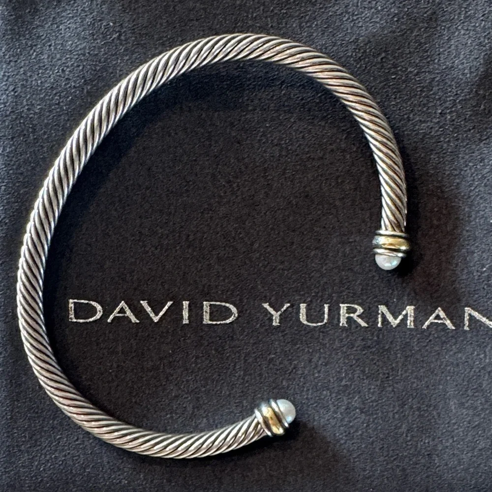 David Yurman Classic Cable Bracelet- 18K Gold, Sterling Silver,Pearl- Small - Picture 3 of 11